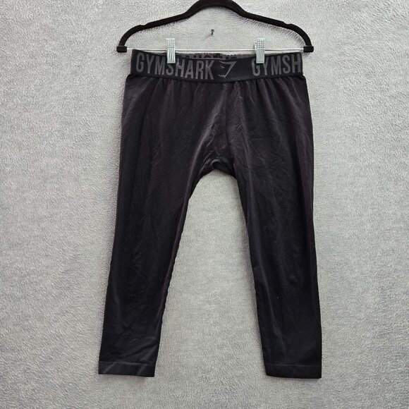 Gymshark Men Activewear Pants M Black Elastane Nylon Running Legging Logo 18" - Picture 1 of 11